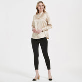 Women Band Collar Silk Blouse For Women 100% Pure Silk Blouse with Pocket